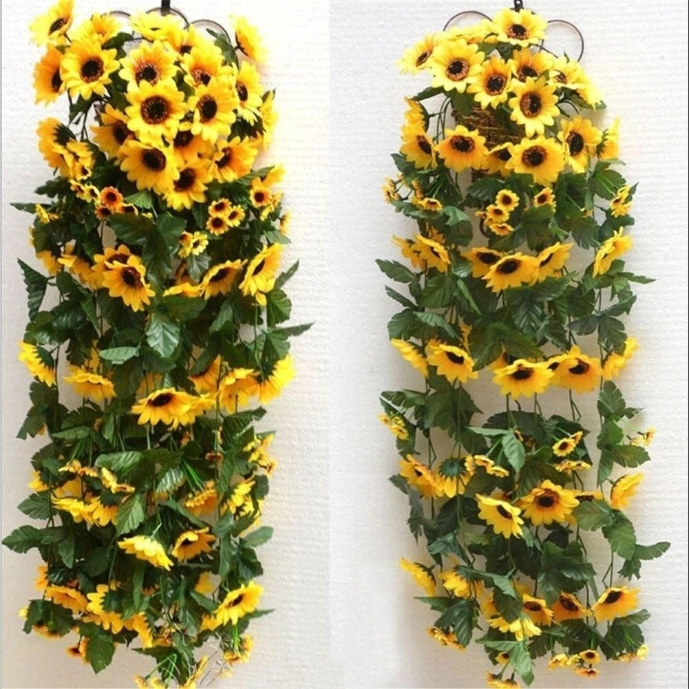 Artificial Yellow Sunflower Garland Flower Vine Wedding Floral Arch Decor Silk