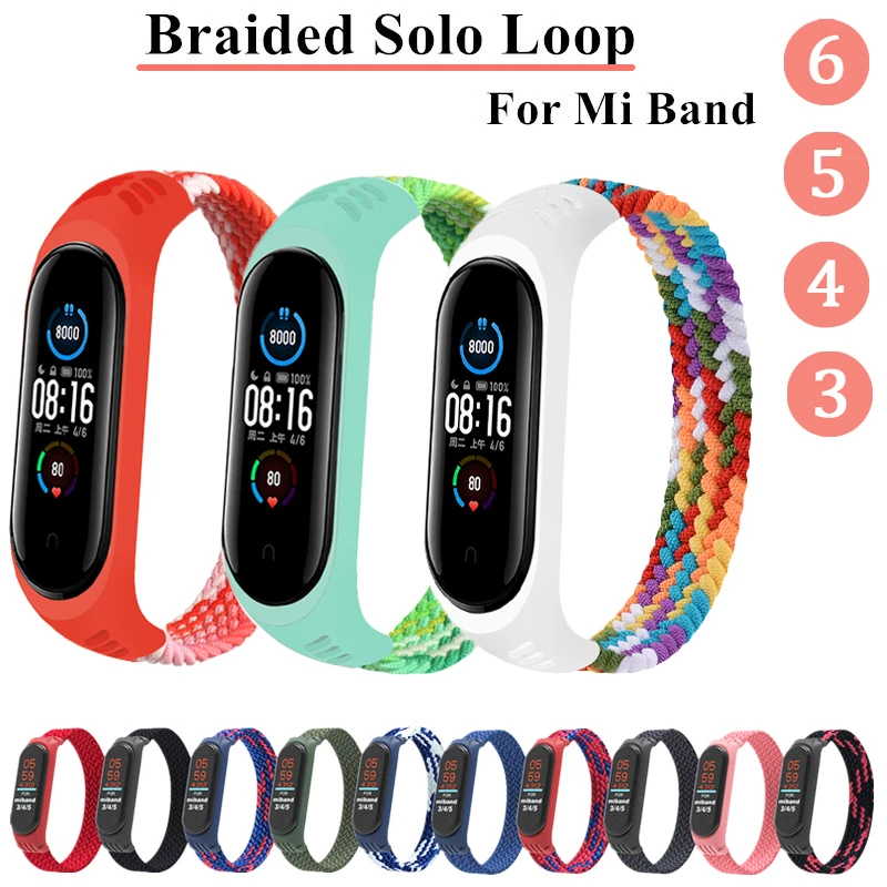 Bracelet for Mi band 5 Strap Nylon Braided Solo Loop pulseira bracelet Miband4 Miband5 Wristband for xiaomi Mi band 4 3 6 strap