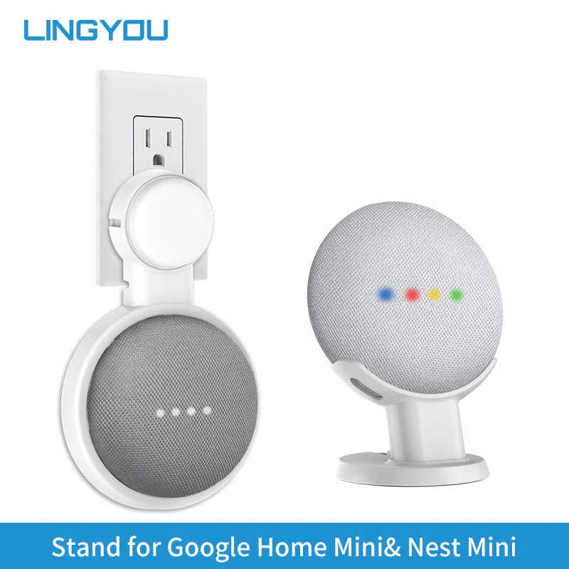 LINGYOU Table/Wall Mount Stand for Google Home Mini Nest Mini Voice Assistant Bracket Kitchen Bedroom Outlet Google Holder