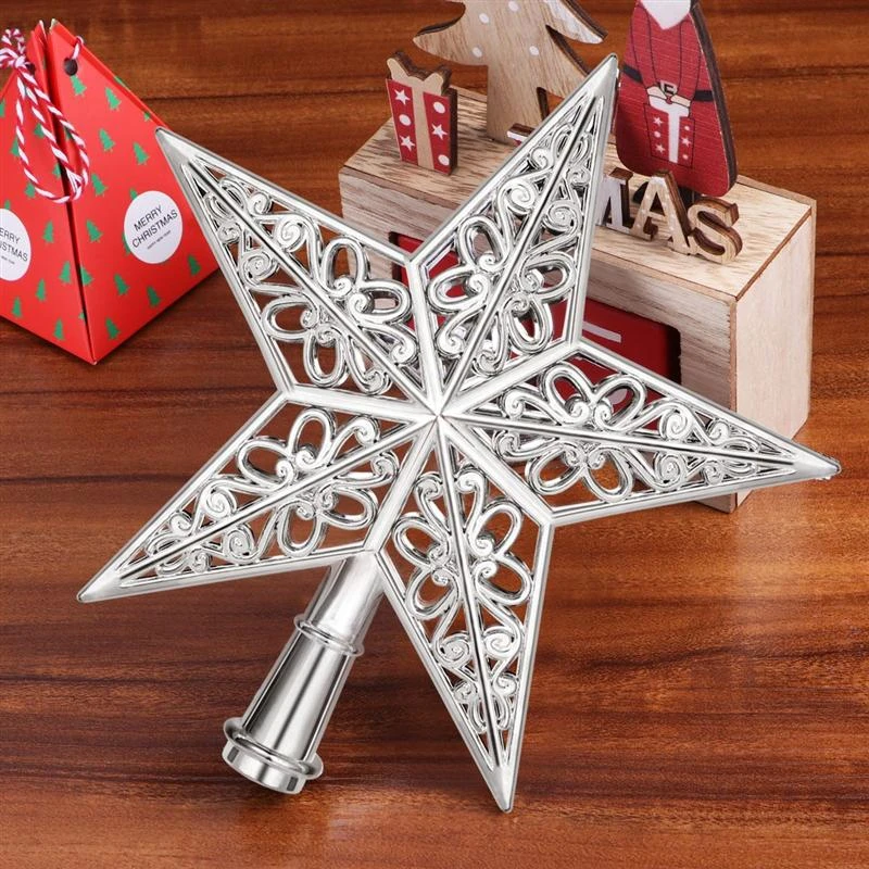 20CM Christmas Tree Top Star Hollowed-Out Christmas Tree Top Sparkle Star Glitter Christmas Tree Topper Christmas Decorations