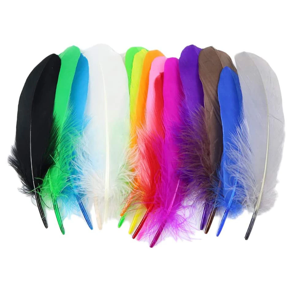 100Pcs Colored Party Crafts Feathers Wedding Decor Plume Natural White Goose Feather Jewelry Making DIY Home accessories 13-18CM