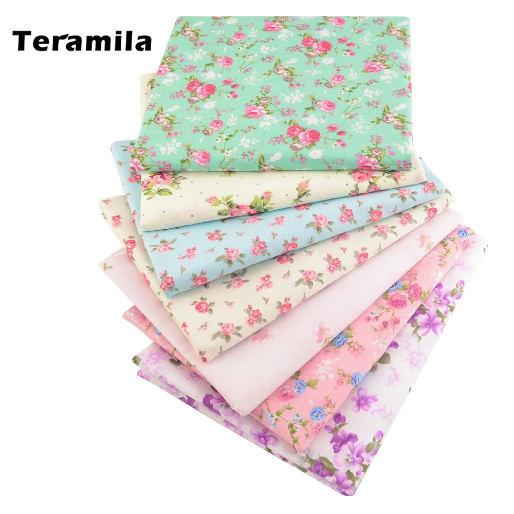 Green Flower Cotton Fabric Home Textile Decoration Bedding Sets Clothing Patchwork Teramila Quilting Doll for Sewing Cloth Cover