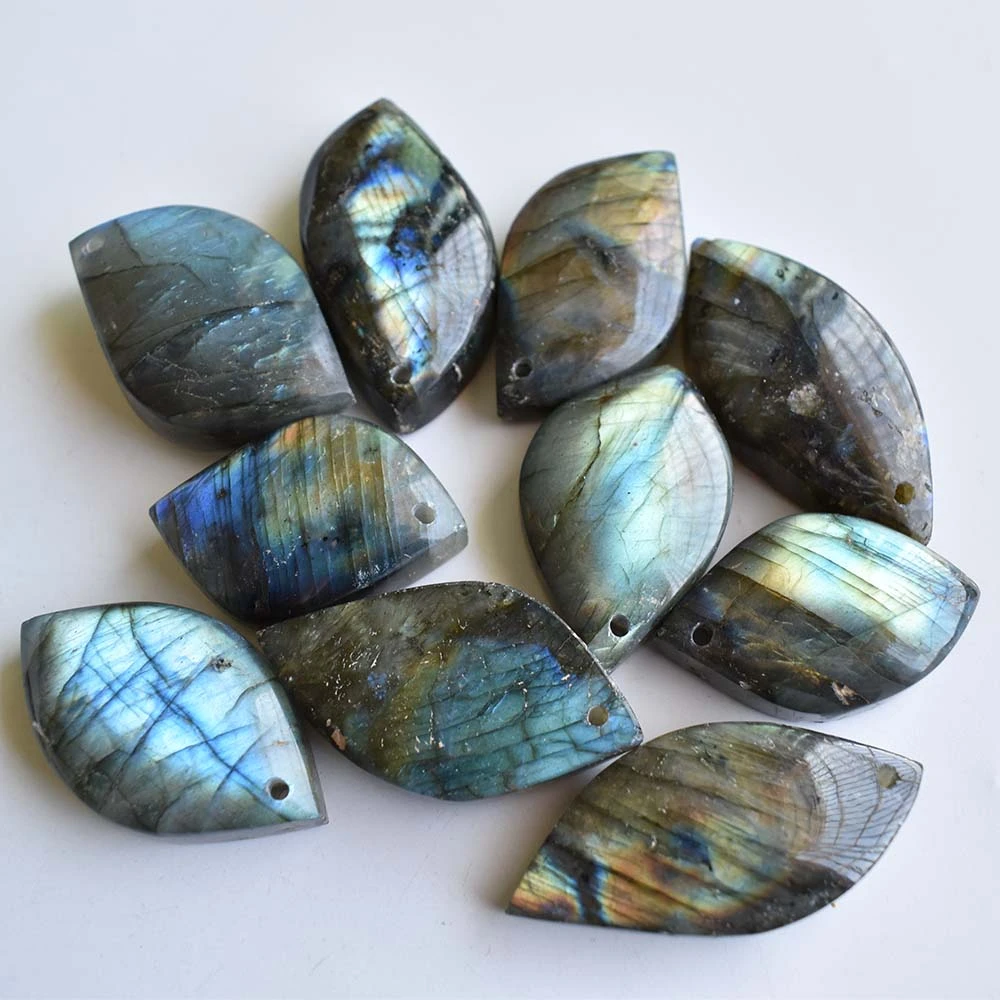 2020 new high quality natural Labradorite assorted leaf shape charm Pendants For jewelry making 8pcs/Lot Wholesale Free shipping