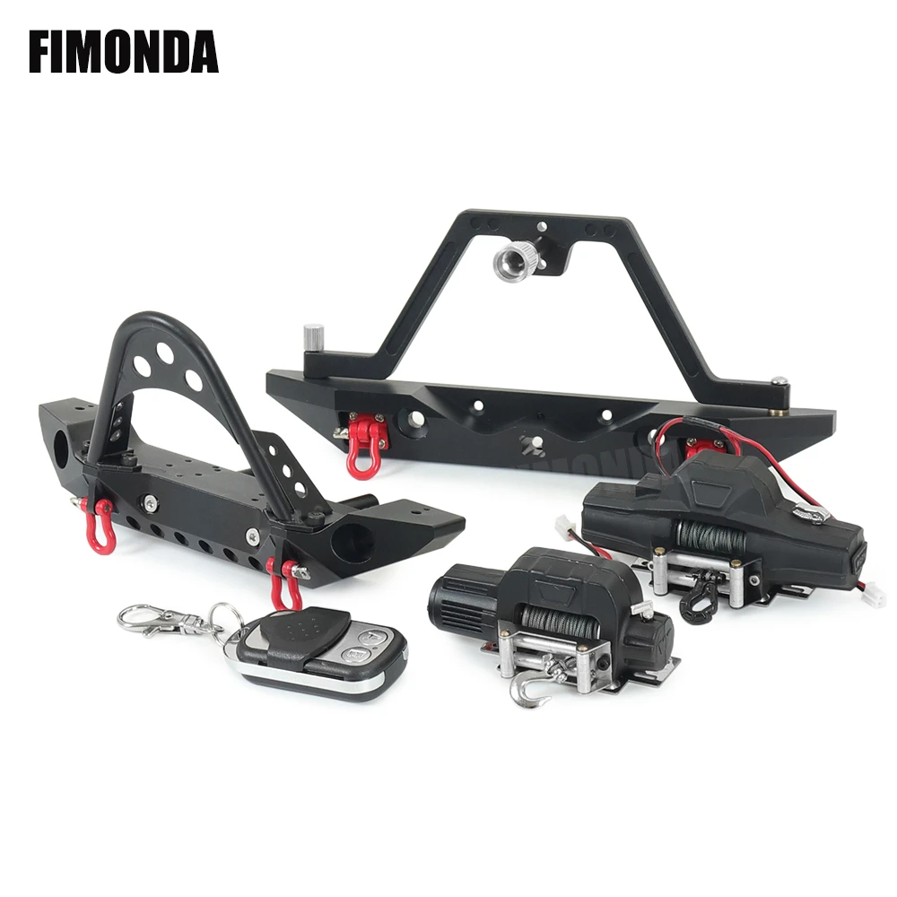 Metal Front Rear Bumper Single/Double Motor Winch for 1/10 RC Crawler Axial SCX10 Traxxas TRX4 Redcat GEN8 RGT 86100 TAMIYA CC01