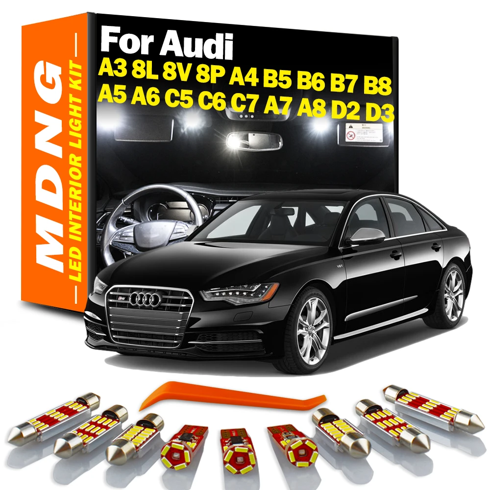 MDNG Canbus Car Lamps For Audi A3 8L 8V 8P A4 B5 B6 B7 B8 A5 A6 C5 C6 C7 A7 A8 D2 D3 Auto LED Interior Map Dome Trunk Light Kit