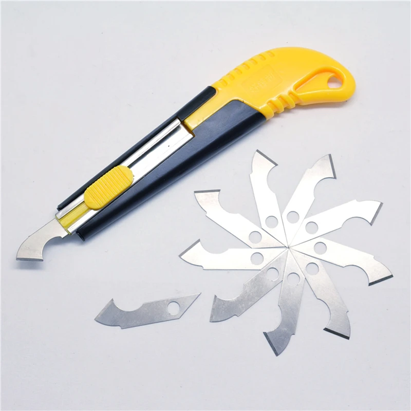 Unpacking Knife PVC Acrylic Plastic Sheet Perspex Cutter Hook Cutting Tool with 10 Spare Blades