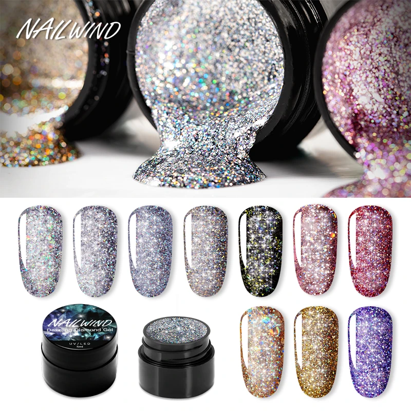 NAILWIND Nail Gel Painting Glitter Diamond Dazzling Gel Nail Varnish Hybrid Semi Permanent Base Top Gel Polish