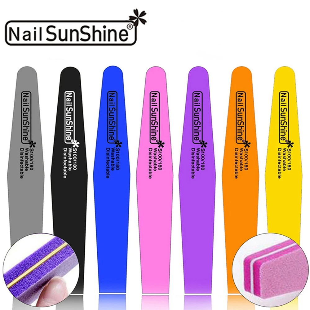 1PC 7 Colors Double Sided Sanding Buffer Nail Files Professional Colorful Sponge Grit Nail Art Pedicure Manicure Nail Care Tools