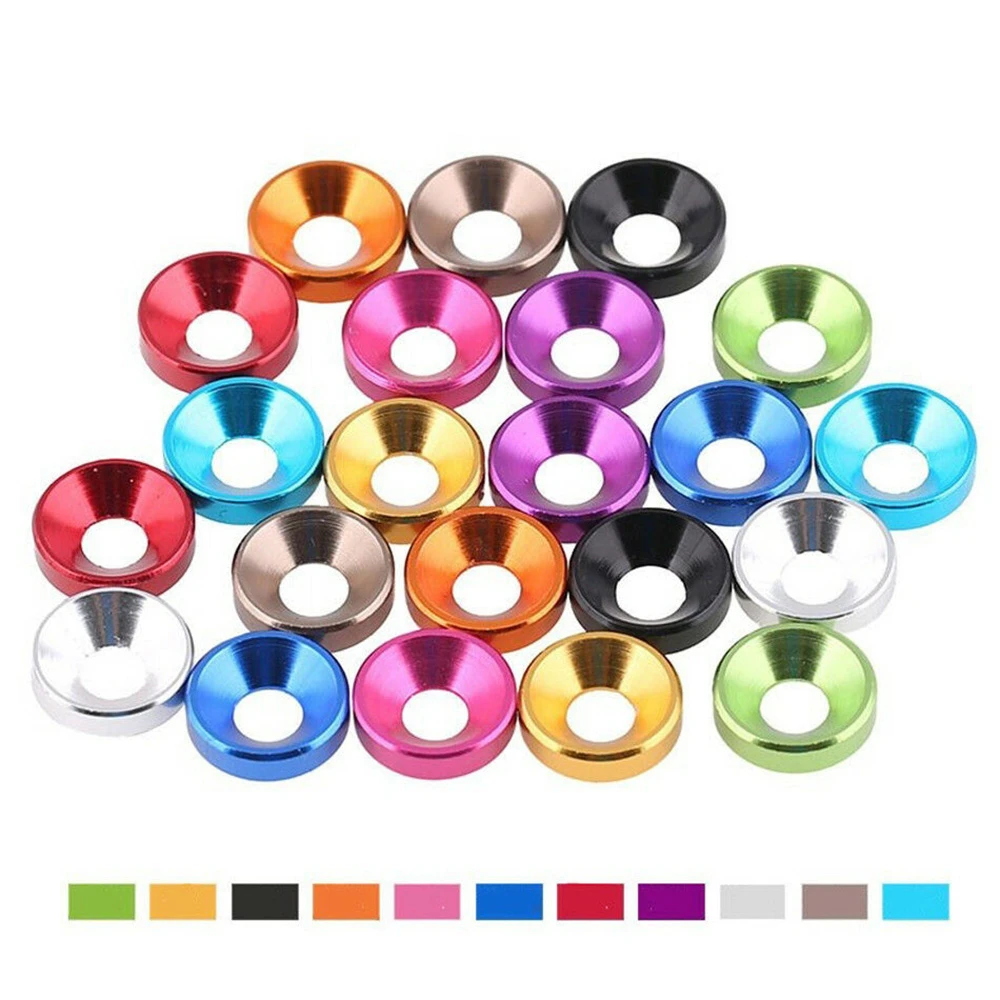 M3/M4 Multi-color aluminum alloy gasket washer countersunk flat head bolt plug gasket wear-resistant RC toy mountain bike washer