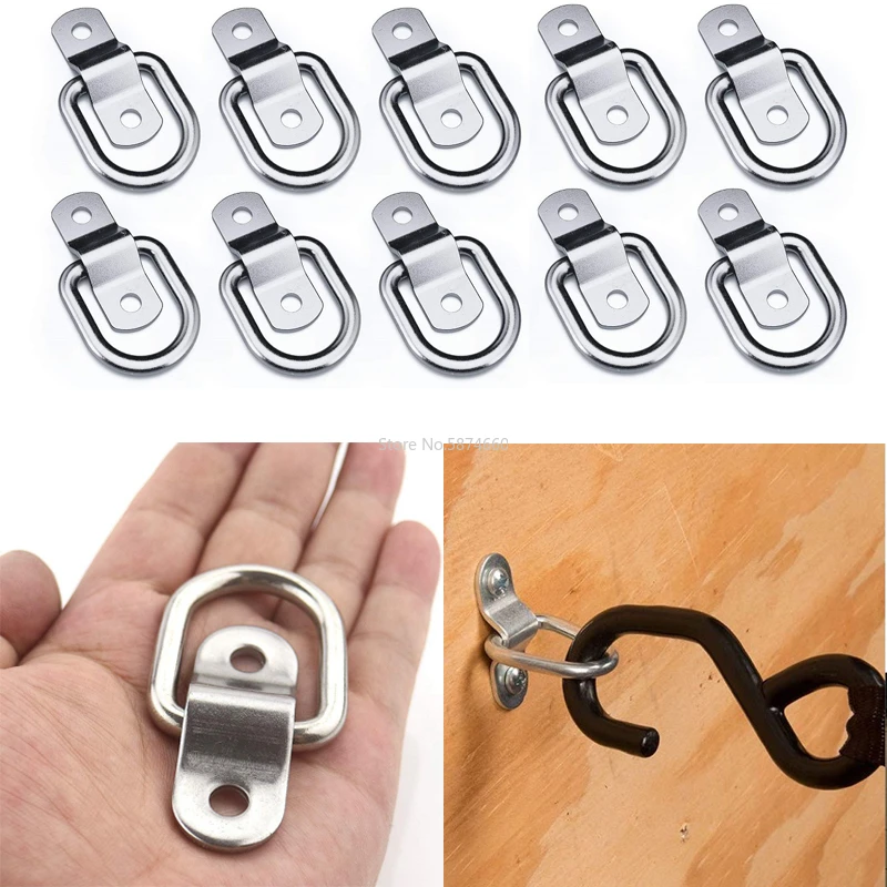 10X Cargo Lashing Surface Mount D Ring Staple Cleat Tie Down Ring Trailers For Vans Trucks Horsebox Boat Ropes car Fastener Clip