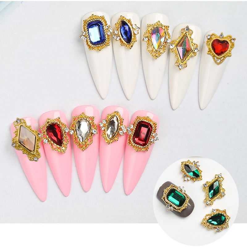 10pcs Palace Frame Heart/ Rhombus Crystal (7 color) Swarm Tiara Frame Parts Crystal Rudolph Nail Charm Nail Metal Charm Crystal