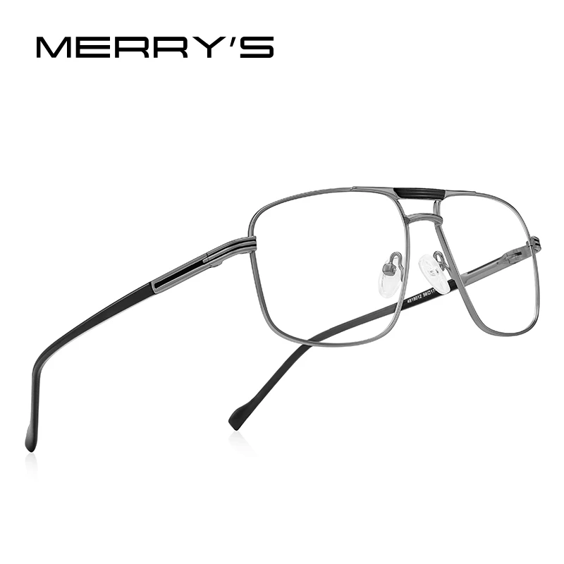 MERRYS DESIGN Men Classic Luxury Reading Glasses Titanium Alloy Anti Blue Light Blocking Double Bridge Square Glasses S2012FLH