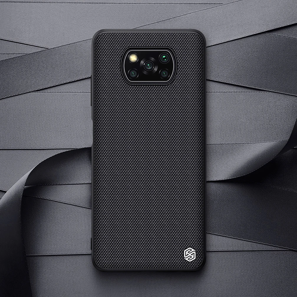 For Xiaomi Poco X3 NFC Case NILLKIN Textured Nylon Fiber Soft TPU Hard PC Panel Back Cover For Xiaomi Poco X3 Pro Case