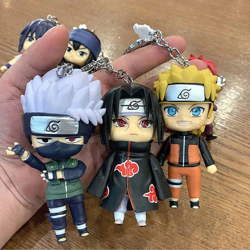 Anime Naruto Toys Keychain Cartoon Figures Uzumaki Uchiha Sasuke Ltachi Hatake Kakashi PVC Pendant Children's Birthday Gifts