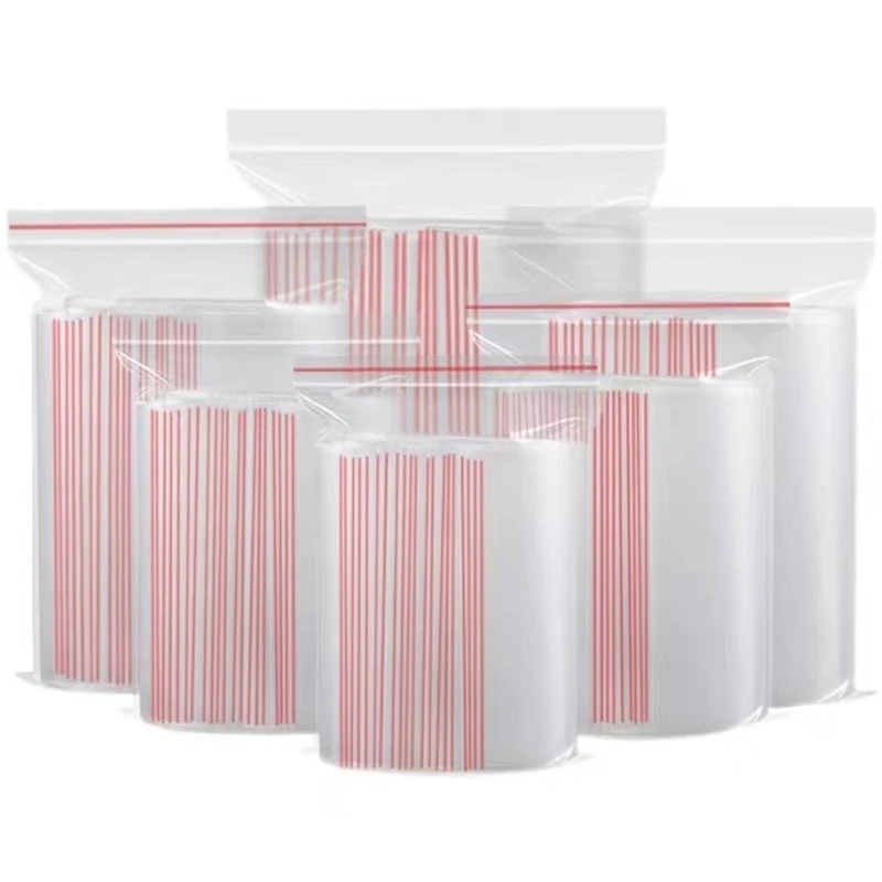 New PE Self-styled 6 Wires Ziplock Lock Zipped Poly Clear Bags Plastic Food Storage Bags Thick Transparent Package Bags