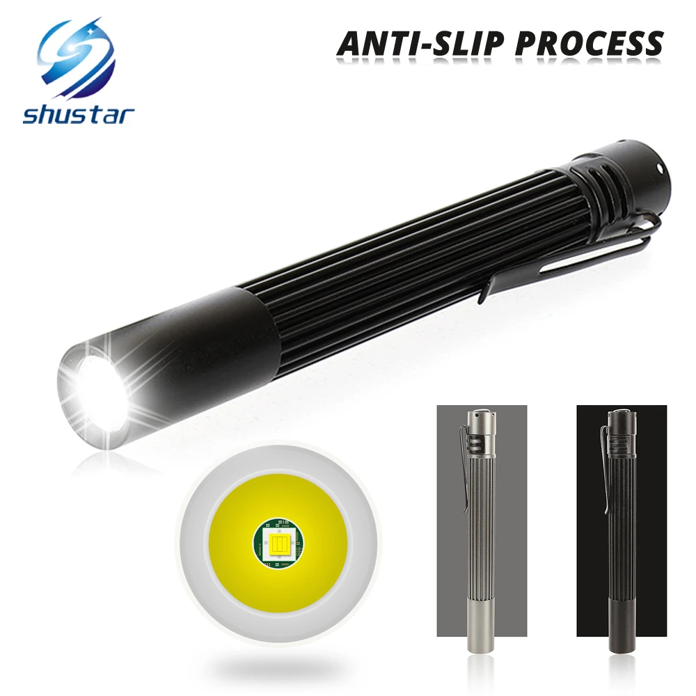 Portable pen clip Q5 LED Flashlight Non-slip waterproof aluminum alloy Super bright mini torch Powered by 2 AAA batteries