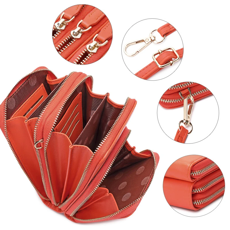 New Women Casual Stylish Large-capacity Diagonal Package Cell Phone Wallet Big Card Holders Wallet Clutch Shoulder Straps Bag