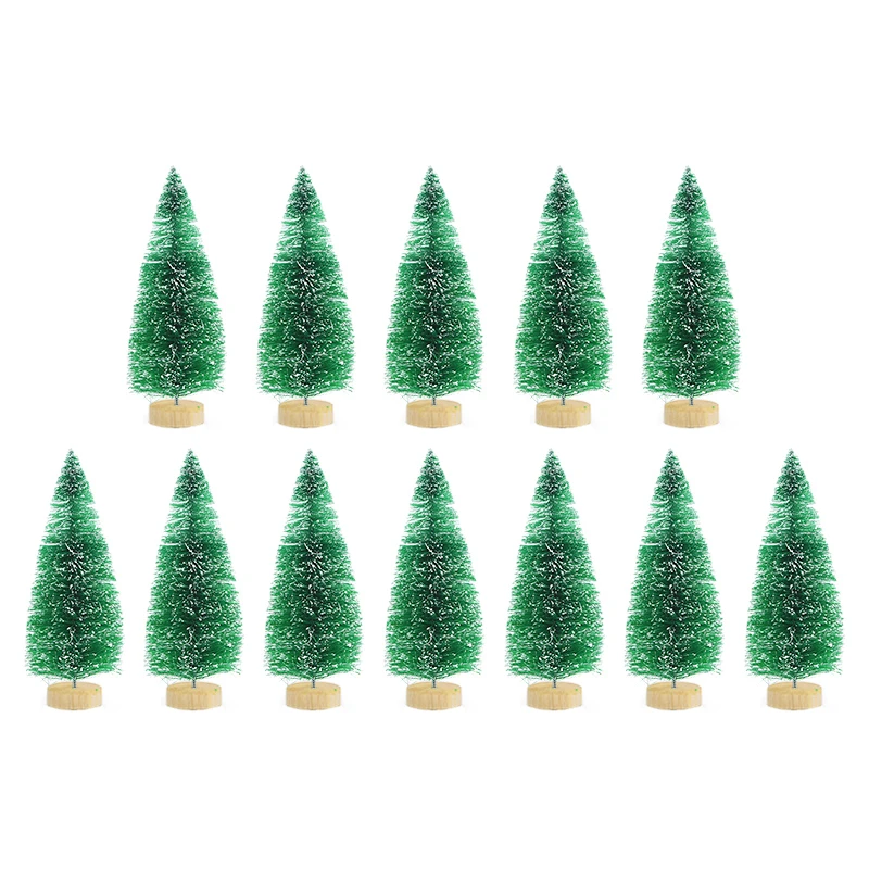 12pcs Mini Christmas Tree Pine Tree DIY Christmas Decorations For Home Table Navidad Xmas Ornaments New Year Decor Kids Gift