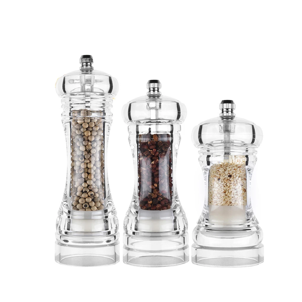 The New Acrylic Grinder Salt Pepper Mill Grinder Manual Pepper Grinder Salt Spices Mill Shaker Transparent Grinding kitchen Tool