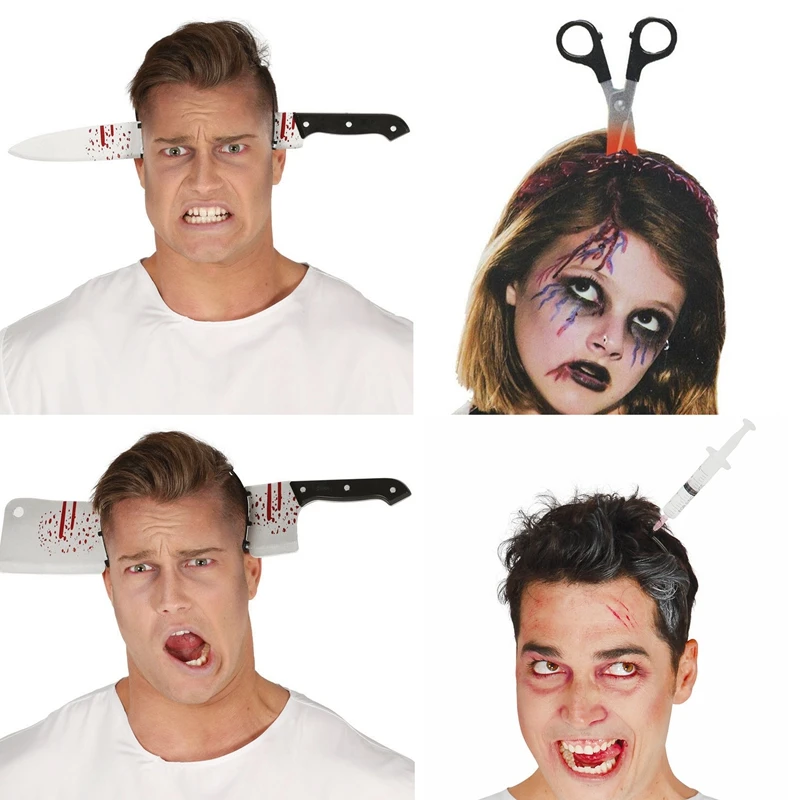 Horror Headband Halloween Decoration Scary Knife Halloween Accessories Props Halloween Party Supplies Event Party Decor