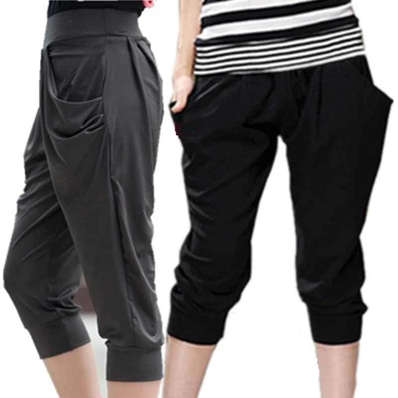Summer Womens Harem Pants High Waist Loose Straight Calf-length Pants Comfortable Casual Pants Large Size 8XL OL Pants