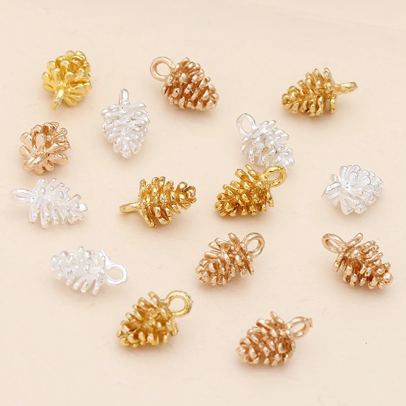 50pcs/Lot Gold Color Charms Pendant Pine Cone Earrings Pendant for DIY Bracelet Necklace Earrings Jewelry Making Accessories