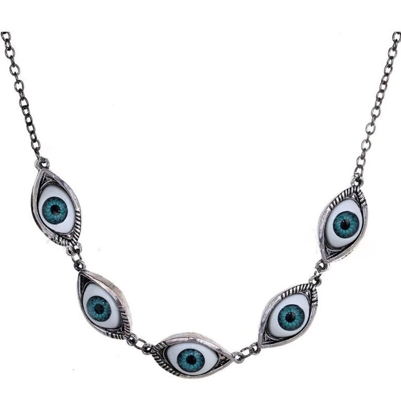 Vintage Punk Turkish Devil Evil Eyes Pendant Necklace BFF Steampunk Choker Lucky Gift For Women Witch Gothic Jewelry New Fashion