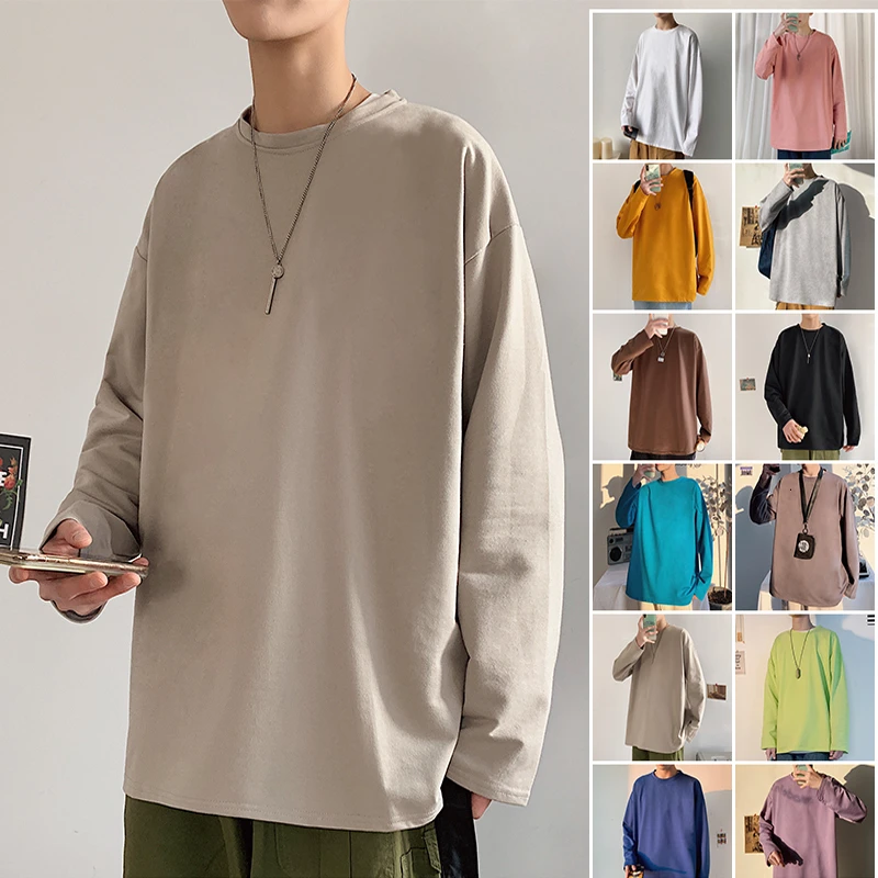 2021 Spring Autumn Long Sleeve T-shirts Men O-Neck Collar Long T Shirts Men Fashion Casual Comfortable Long T-Shirts Men