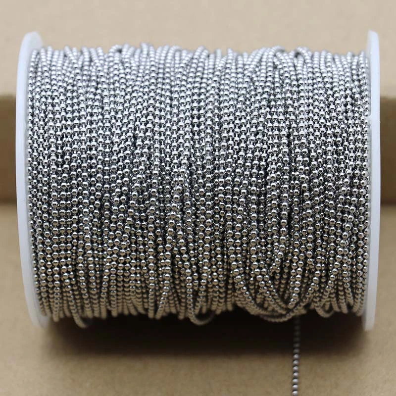 1 Pack/lot 1.5 2.0 2.4 3.2 4 6 8mm Stainless Steel Bead Ball Bead Chains & Connector Clasps For DIY Necklace Jewelry Making