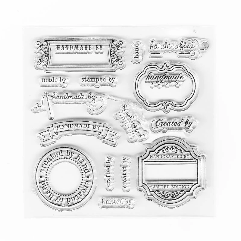 vintage handmade by clear stamps diy label created by banner stamps for card making and scrapbook