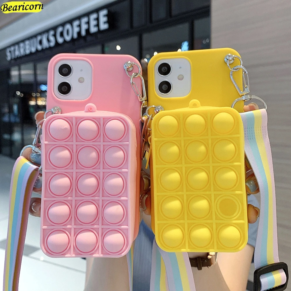 Coin Bags Pop Phone Case For Huawei P30 P20 Pro P10 P50 P40 Lite E P Smart Z S Pro Plus 2019 2020 2021 Wallet Bubble Toys Cover