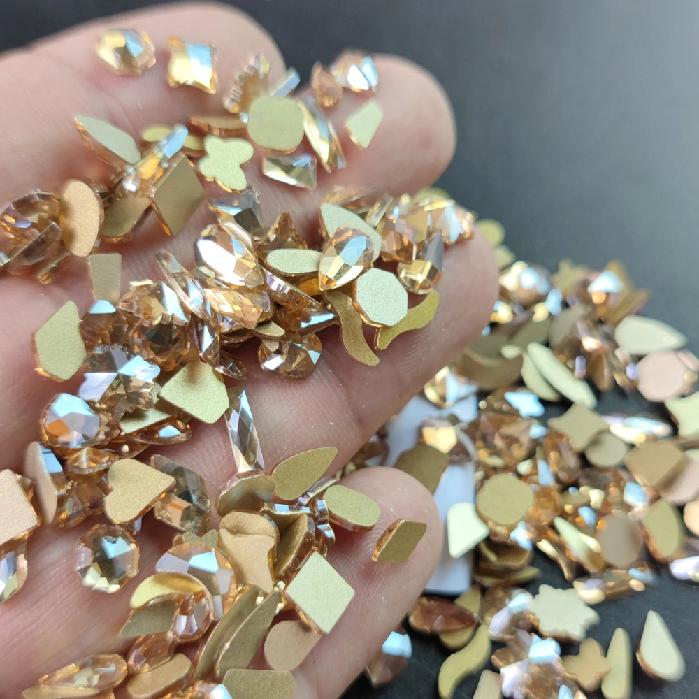 YanRuo Popularly Crystal Mix Shape Rhinestone Flatback Glitter Non Hotfix Pearl Rhinestone Manicure Nails Art Design Accessories