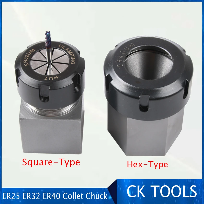 square ER32 ER25 ER40 chuck block hard steel hex ER  spring chuck seat, suitable for CNC lathe engraving and cutting machine
