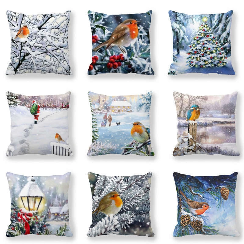GZTZMY Color Cushion Cover 45x45cm Happy New Year 2021 Navidad Natal Christmas Ornaments Merry Christmas Decorations for Home