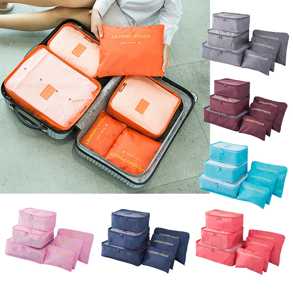 6pcs Travel Organizer Bags Portable Luggage Organizer  Storage Clothes Tidy Pouch Suitcase Packing Laundry Bag Storage Cases