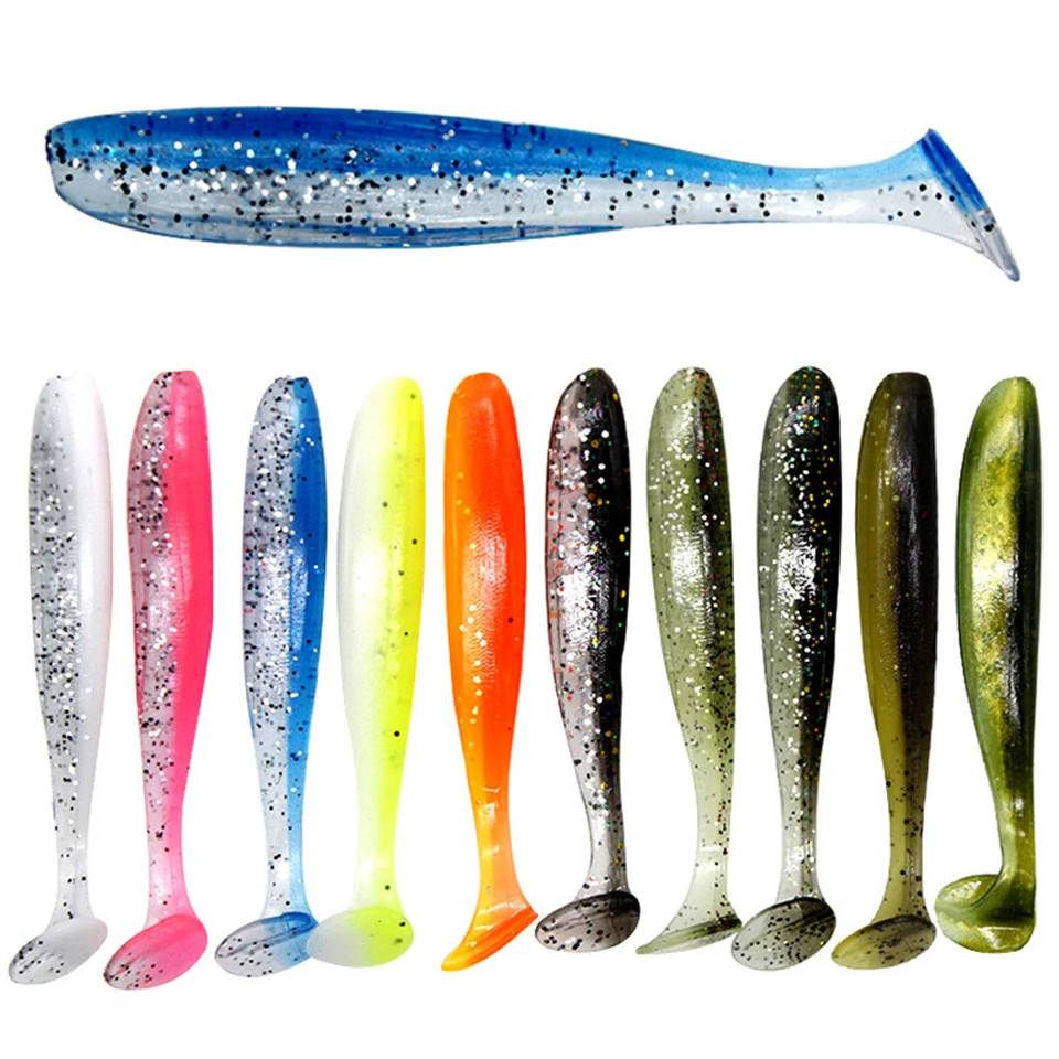 10PCS/Lot Jigging Wobblers Fishing Lure 60mm 70mm shad T-tail soft bait Aritificial Silicone Lures Bass Pike Fishing Tackle