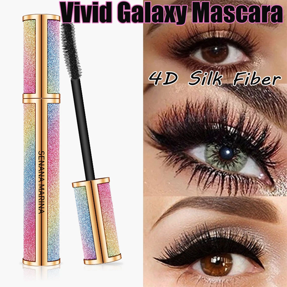 Vivid Galaxy Mascara Eye Lashes Curling 4D Silk Fiber Lashes Thick Lengthening Waterproof Extension Makeup Cosmetics Eyeliner