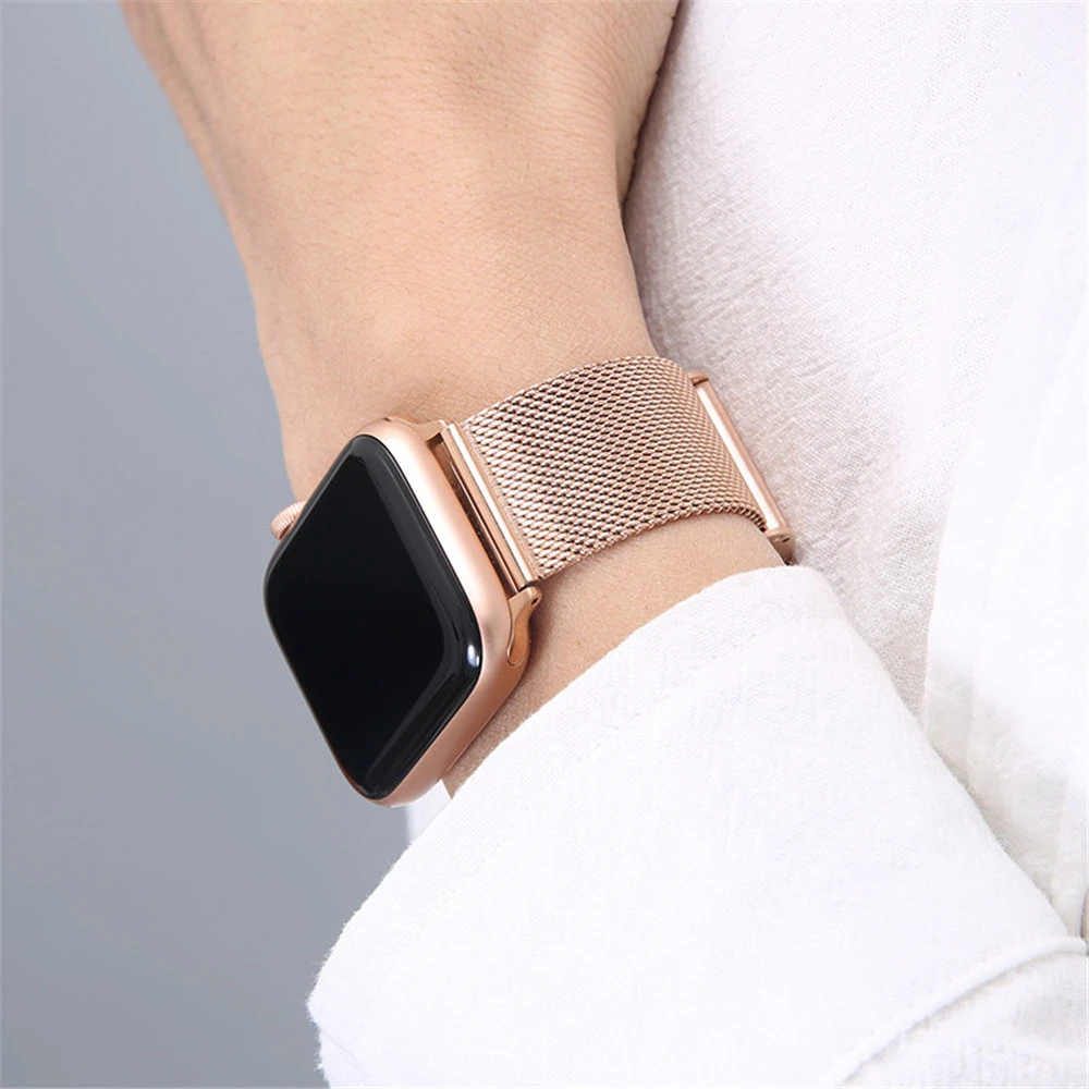 For Apple Watch Band 7 6 SE 40mm 44mm iWatch 5 Stainless Steel Bracelet for Applewatch 42mm 38mm iWatch 3 Milanese Wrist Strap