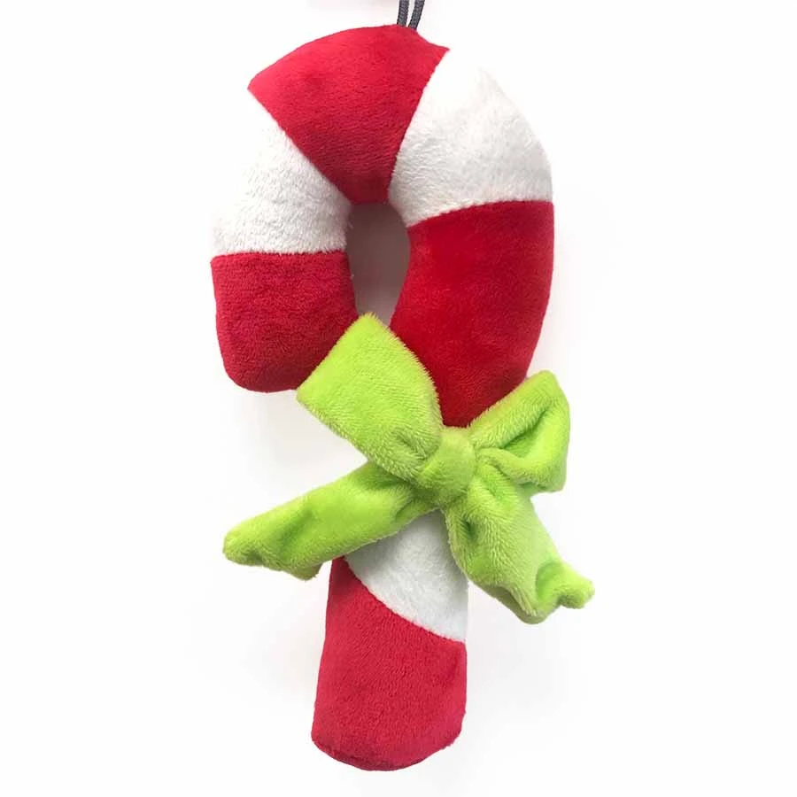 Plush Candy Cane Pet Dog Squeaky Toy Soft Sound  Fits for ALL Dogs Samoyed Husky Shiba Beagles