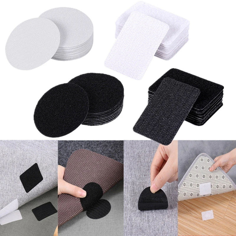 5pcs Strong Self Adhesive Fastener Tape Double-sided Sticker Velcros Adhesive Fastener Hook Loop For Bed Sheet Sofa Carpet Mats