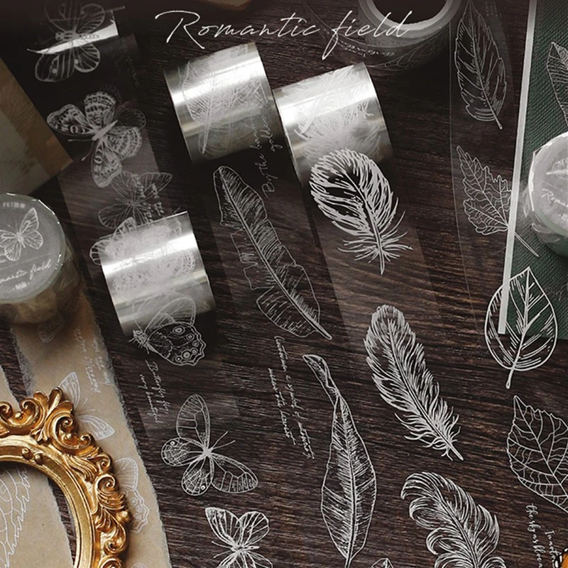 Feather Butterfly Plants Transparent Washi Tape Adhesive Tape Diy Scrapbooking Sticker Label Masking Tape