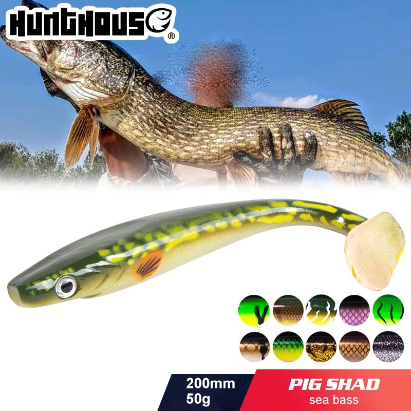 Hunthouse pro shad fishing soft baitpike lure 20cm 50g paint printing Lure Paddle tail shad silicone souple leurre Natural Musky