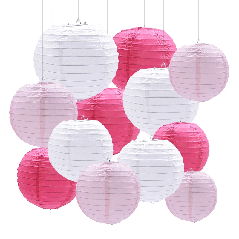 1Pc 4-12inch Round Chinese Paper Lanterns Hanging Lantern Ball for Wedding Birthday Party Decoration Supplies Baby Shower Favors