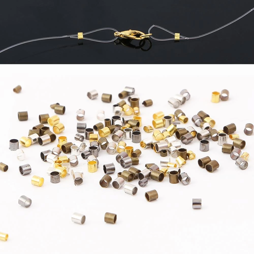 New Fashion 1.5MM 2MM 500Pcs Crimp & End Beads Crimps End Beads For Jewelry Making Findings Supplies Necklace