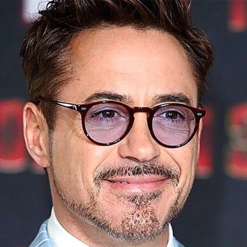 Robert Downey Sunglasses Acetate Retro classic round Sun Glasses unisex Summer Fashion Vintage Glasses Red yellow blue purple