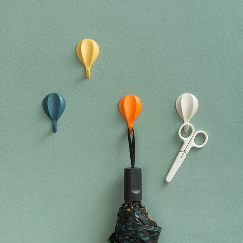 8pcs Hot Air Balloon Wall Hooks Clothes Towel Mask Hanger Self-adhesive Bathroom Kitchen Hook Keys Organizer Holder Home Decor