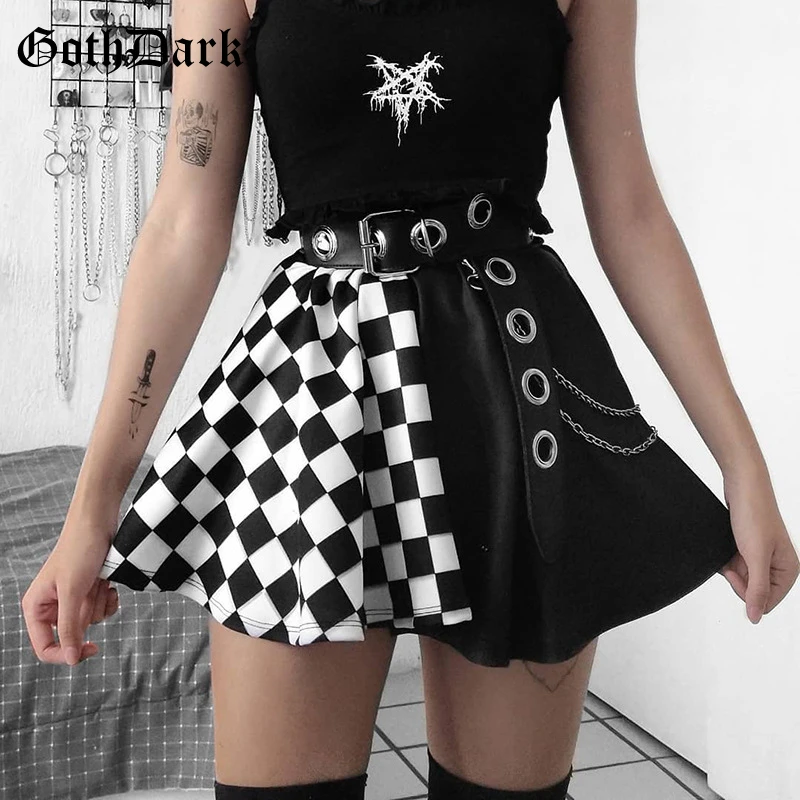 Goth Dark Mall Gothic Grunge Plaid Women Mini Skirts Pleated Black Punk Aesthetic Emo Alt Clothes Harajuku Sexy Streetwear Skirt