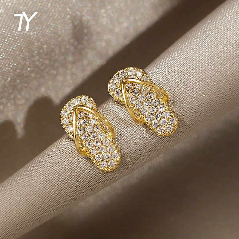 2021 New Creative Mini Shoes Gold Stud Earrings For Woman Korean Fashion Jewelry Girl's Unusual Gift Party Luxury Earrings