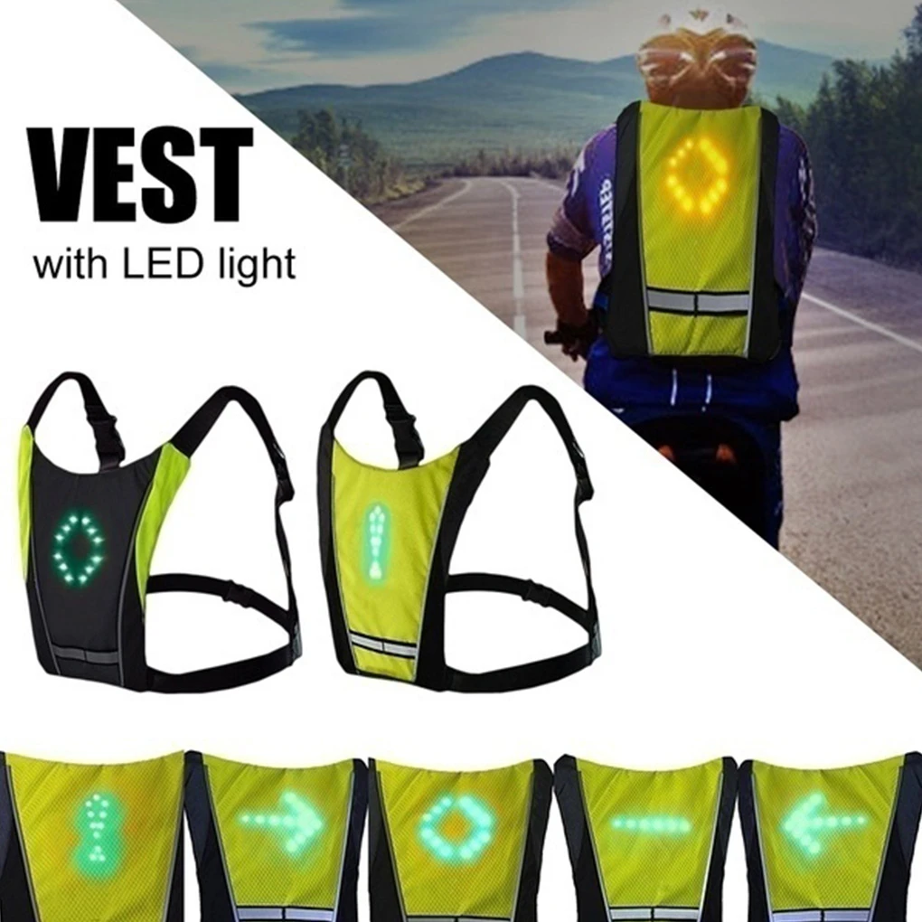 2021 LED Wireless cycling vest 20L MTB bike bag Safety LED Turn Signal Light Vest Bicycle Reflective Warning Vests with remo