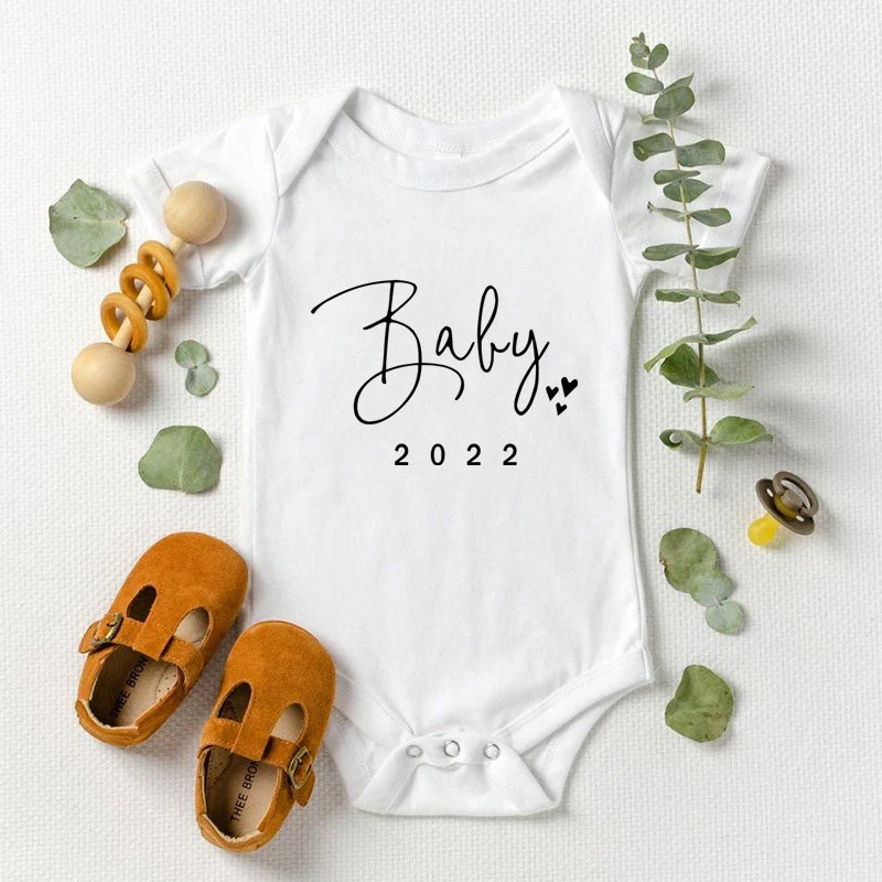 Cotton Baby 2021 2022 Newborn Baby Bodysuits Cute Summer Baby Rompers Body Baby Boys Girls Clothes Outfits Pregnancy Reveal